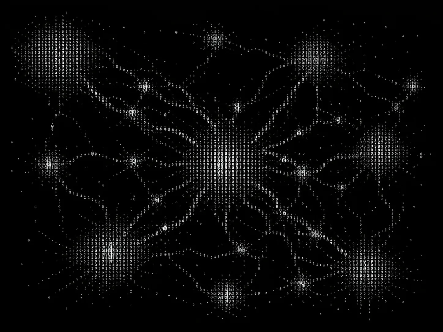 A network of ASCII-style nodes connected by lines on a black background.